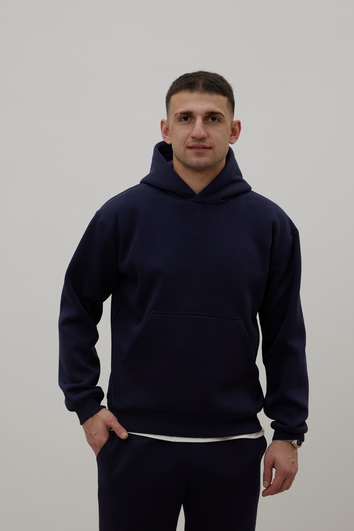 Худи с начесом MAN, синее