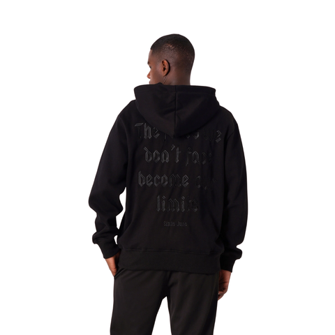 Zip Hooded Sweatshirt With Quotes Black