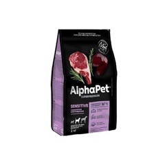 Сухой полнорационный корм холистик с бараниной и потрошками для взрослых собак средних пород с чувствительным пищеварением AlphaPet Superpremium 7 кг