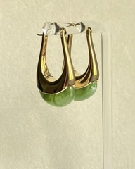 Серьги с подвеской капля с цветной вставкой в стиле CELINE в винтажном стиле