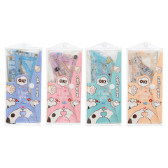 
          Линейка Basir пластиковая, набор 4 шт, серия "Лапки", 4 предмета: линейка 15 см, транспортир и два угольника