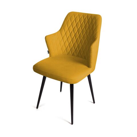 Стул поворотный на 90 градусов, функция возврата, антишум Hunt ромб, велюр желтый maxx 560 / чёрный конус