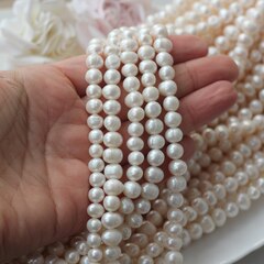 Жемчуг натуральный речной, круглый, 7-8 мм, 1 нить, Ж011