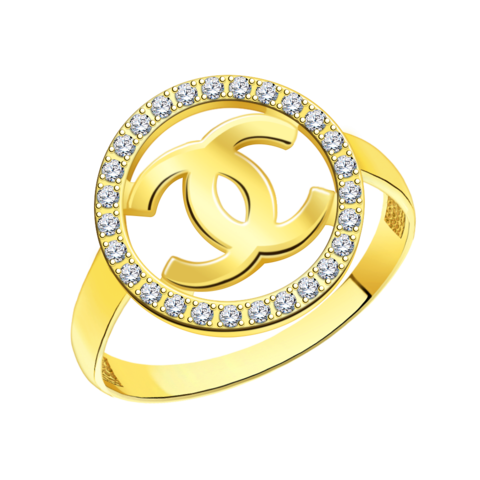 л11082 -Кольцо CHANEL из желтого золота 585 пробы с фианитами