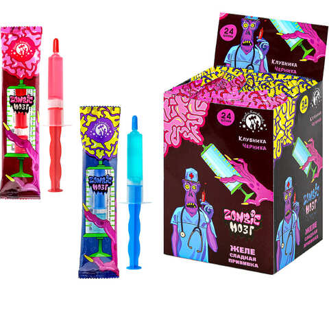 Жидкая карамель со вкусами клубники и черники «Zombie Мозг» сладкая прививка 1кор*12бл*24шт, 8гр