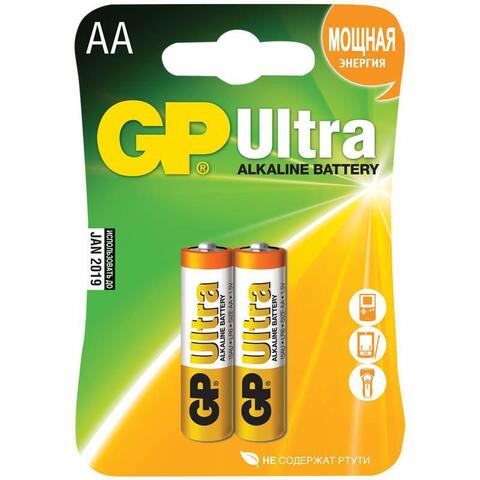 Батарейки GP Ultra Alkaline AA/LR6 15AU-CR2 - 2 шт. - Элементы питания 10633