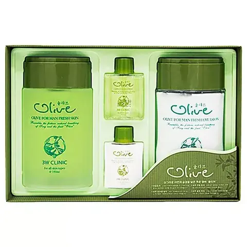 3W Clinic Olive For Man Fresh 2 Items Set Набор мужской для ухода за кожей лица с экстрактом оливы