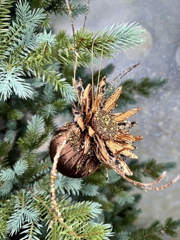 Шар-подсолнух 10см ChristmasDeLuxe premium collection коричневый