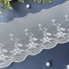 Кружево широкое, белое ажурное, для рукоделия, ширина 15 см, длина 2 м