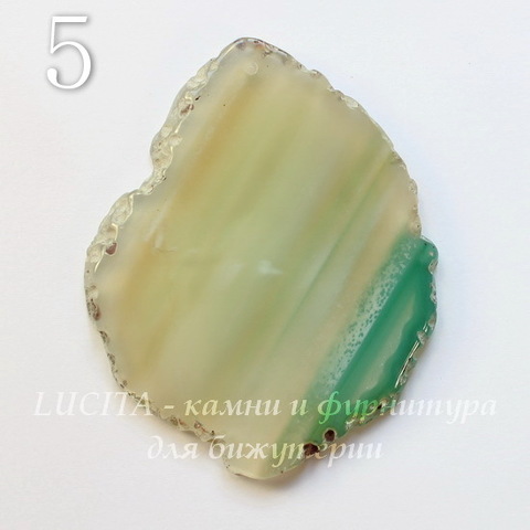 Подвеска Срез Агата (тониров), цвет - прозрачный зеленый, 40-91 мм (№5 (66х52 мм))