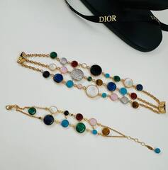 85736- Браслет ROSE de VENTS трехрядный с натуральными вставками