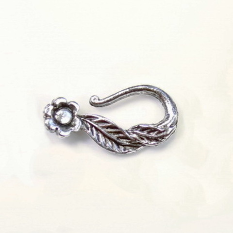 Замок - крючок Quest Beads "Цветочек" (цвет-античное серебро) 20х10 мм ()