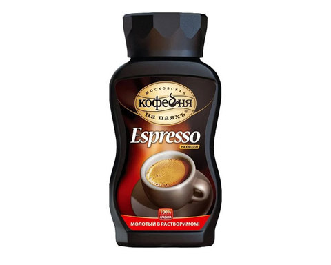 купить Кофе растворимый Московская Кофейня на Паяхъ Espresso с молотым кофе, 95 г стеклянная банка