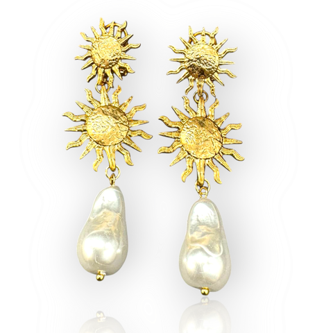 73126- Серьги SOLEI в стиле Schiaparelli с подвесками из барочного жемчуга (имитация)