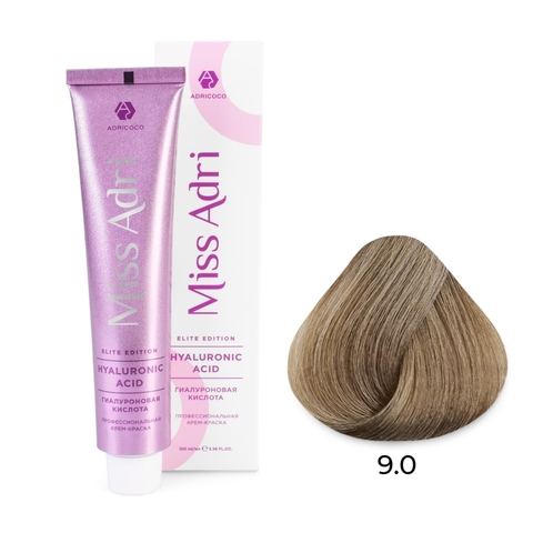 Крем-краска для волос Miss Adri Elite Edition, оттенок 9.0 Очень светлый блонд, ADRICOCO, 100 мл