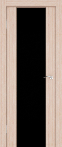 Дверь 3/3  стекло белое/чёрное (орех капучино, остекленная экошпон), фабрика Ладора