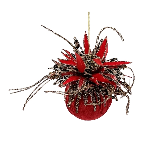 Шар-подсолнух 10см ChristmasDeLuxe premium collection красный