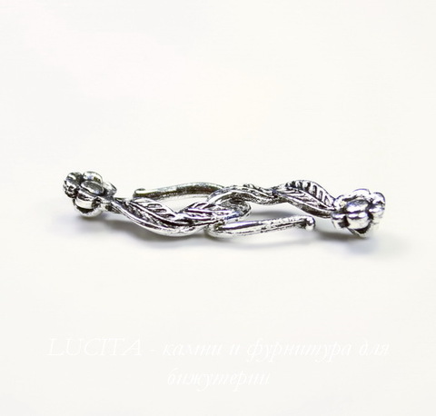 Замок - крючок Quest Beads "Цветочек" (цвет-античное серебро) 20х10 мм ()