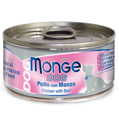 Monge Dog Natural консервы для собак куриные кусочки с говядиной 95 г