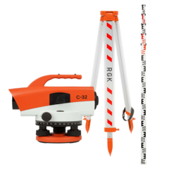 Комплект - оптический нивелир RGK C-32, рейка AMO S5 и штатив RGK S6-N C32S6S5