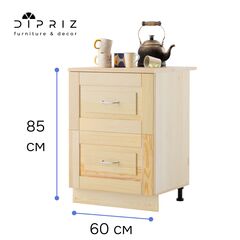 Кухонный модуль 60 см Венесуэла с 3 ящиками, из массива сосны в лаке, со столешницей