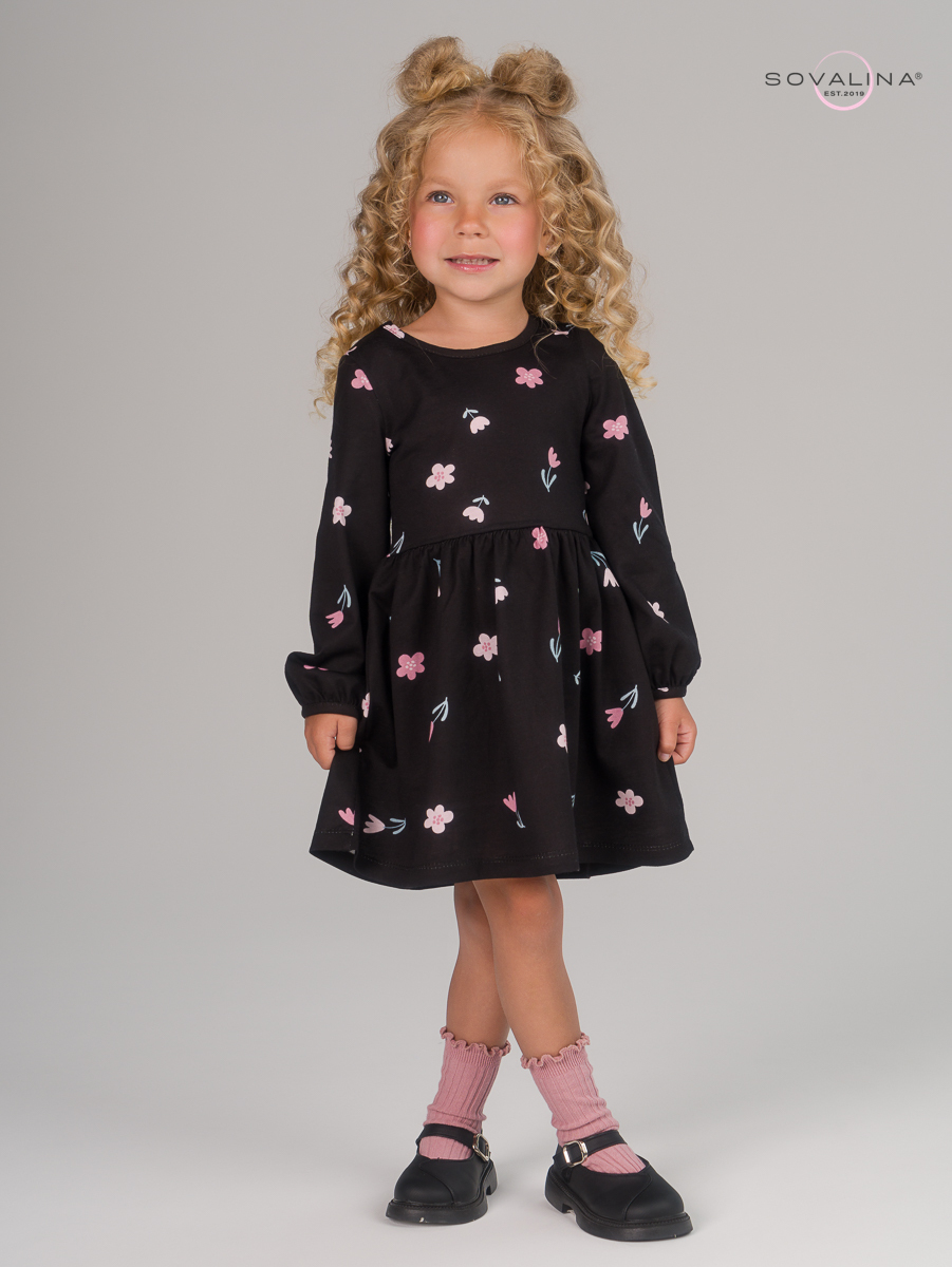 Платье Моана тюльпаны на черном