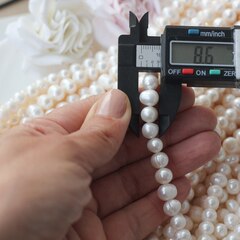 Жемчуг натуральный речной, круглый, 7-8 мм, 1 нить, Ж011