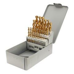 Набор сверл по металлу 1-13мм 25шт DIN338 HSSE-Co8 TiN 135° (мет. кейс) H-Tools 08351300