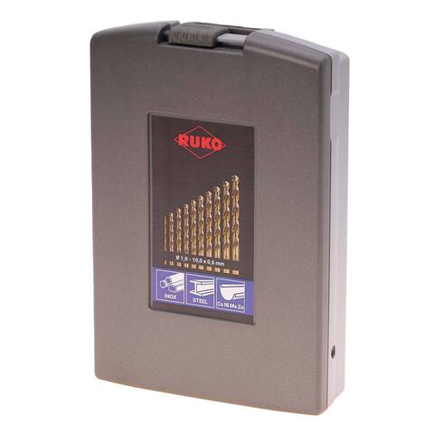 Набор сверл по металлу 1-10мм 19шт DIN338 HSSE-Co5 130° (пл. кейс) Ruko 215214RO