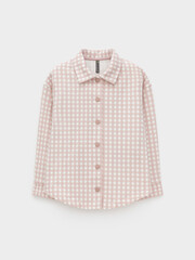 рубашка  для девочки  КР 302567/розовый лед,маленькая клетка к601