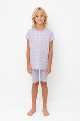 пижама  для девочки  К 1641/лепесток орхидеи,двойная клетка