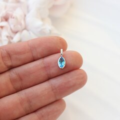 Подвеска Маркиз с ярко-голубым фианитом, 14*5 мм, родий, П392