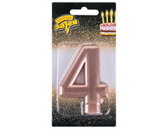 Свеча -цифра "4" Розовое золото