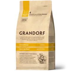 Сухой низкозерновой корм GRANDORF CAT 4 Meat PROBIOTIC STERILISED Четыре вида мяса для стерилизованных кошек с чувствительным пищеварением 0,4кг