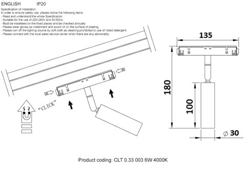 Магнитный трековый светильник Crystal Lux CLT 0.33 003 6W BL 4000K