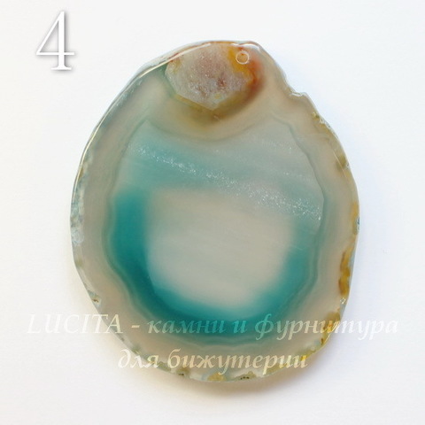 Подвеска Срез Агата (тониров), цвет - прозрачный зеленый, 40-91 мм (№4 (55х46 мм))