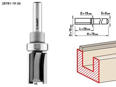 ЗУБР 19 x 26 мм, хвостовик 8 мм, фреза пазовая прямая с верхним подшипником, Профессионал (28781-19-26)