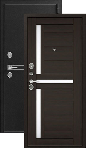 Входная металлическая дверь L-3 (чёрный блеск+венге)  Легион из стали 1,5 мм с 2 замками