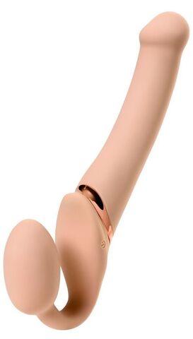 Телесный безремневой вибрострапон Silicone Bendable Strap-On M - Strap-on-me 6013892