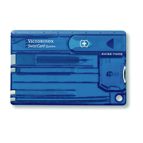 Швейцарская карта Victorinox SwissCard Quattro Blue (0.7222.T2) синяя полупрозрачная - Wenger-Victorinox.Ru