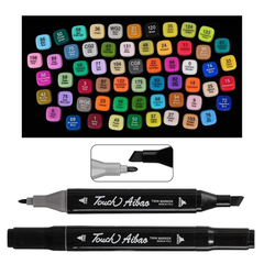 Маркер для скетчинга, двусторонние, Touch Aibao, четырёхгранные, 14 мм, спиртовые, 60 шт