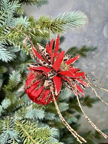 Шар-подсолнух 10см ChristmasDeLuxe premium collection красный