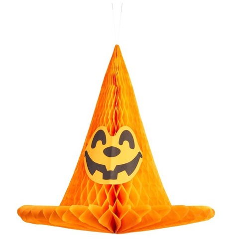 Фигура HAPPY HALLOWEEN Шляпа Ведьмы оранжевая 34см
