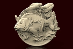 Силиконовый молд  Рыба  (медальон) № 0475