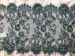 Кружево Французское, ш. 40 см, тёмно-зеленый