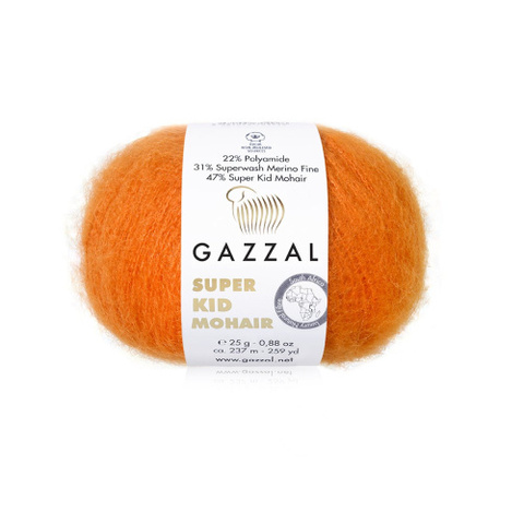 Пряжа Gazzal Super Kid Mohair 64429 оранжевый (уп.5 мотков)