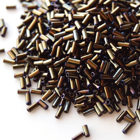SLB3-0458 Стеклярус тонкий 3мм Миюки/Miyuki Slender bugles Metallic Brown Iris