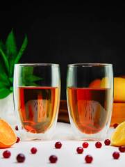 Стеклянные стаканы с двойными стенками "Ландыш" 2 штуки, 450 мл