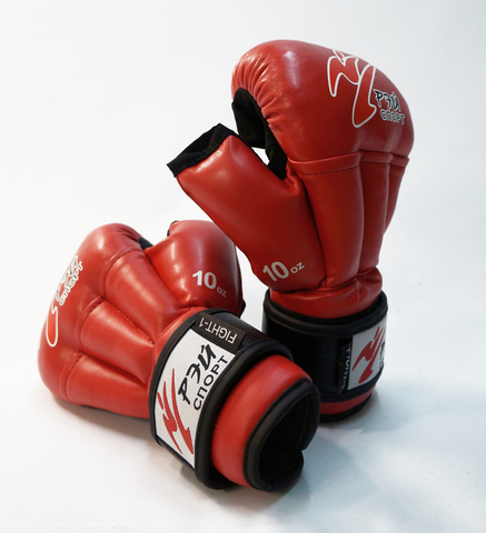 Перчатки для рукопашного боя Fight-1, 10oz, исккожа, р. M (цв.красный) С4ИХ10