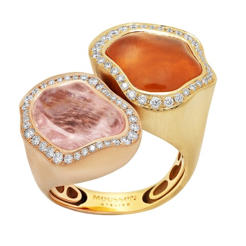 Кольцо с Морганитом, Спессартином и Бриллиантами, R0030-85/1